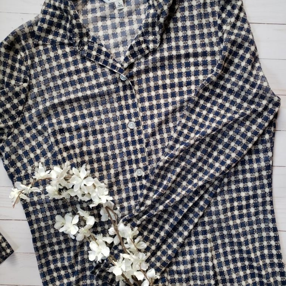 CAbi long sleeve sheer button up